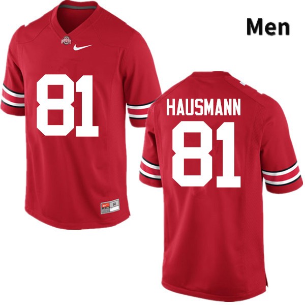 Men's Ohio State Buckeyes #81 Jake Hausmann Red Game College Stitched Football Jersey 23FG043QL